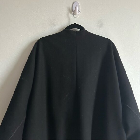 Lundstrom Sz M Wool Black Relaxed Open Front Lagenlook Jacket Coat - Picture 10 of 12